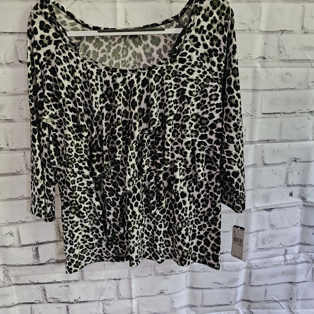 Leopard print ruffled shirt